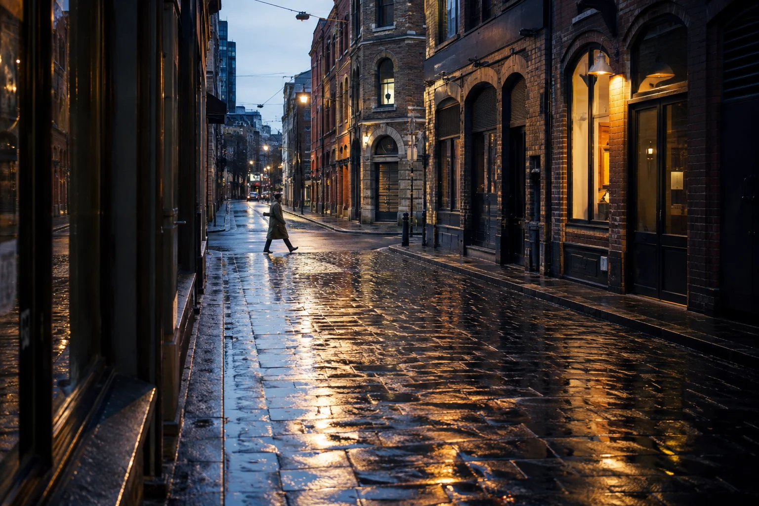 Landscape photo of a Melbourne laneway after rain