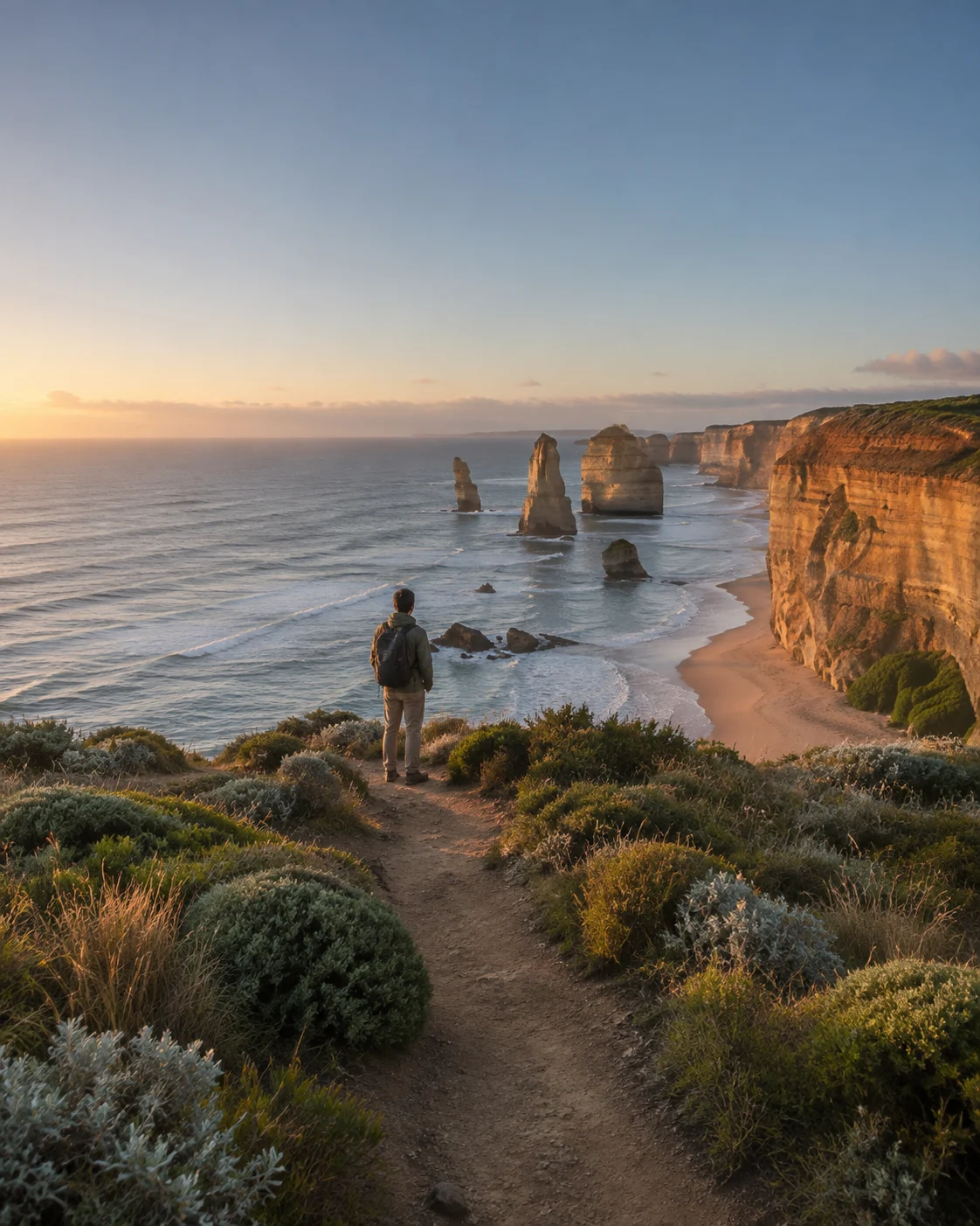 Portrait of a hiker on the Great Ocean Road coast